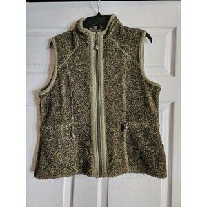 Woolrich Women’s Sweater Vest Full Zip Olive Heather Size Large Drawstring